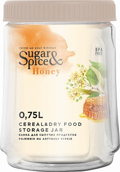 Банка д/сыпучих прод. 0,75л Sugar&Spice Honey латте (224810005) /12